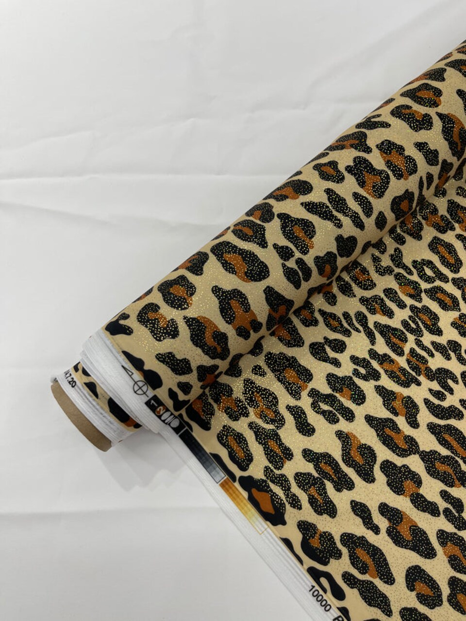 1 Yard Black Milliskin Leopard Foil Stretch Spandex Fabric 4 Way Flexible Knit 58-60 inches width